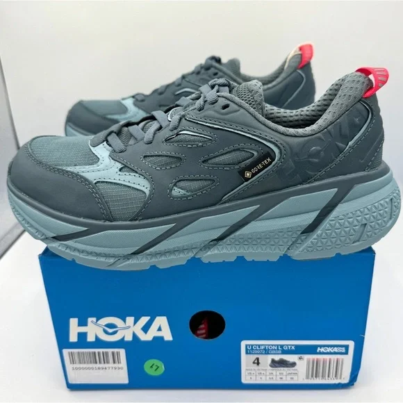 NWT Hoka Clifton Leather Gore-Tex Waterproof Unisex Goblin Stone Blue GBSB shoes